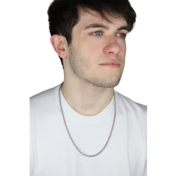 Collar en oro blanco de 18k con eslabón bizantino cm 60 2