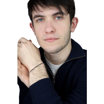 Pulsera riviere en oro blanco 18k con diamantes negros y blancos