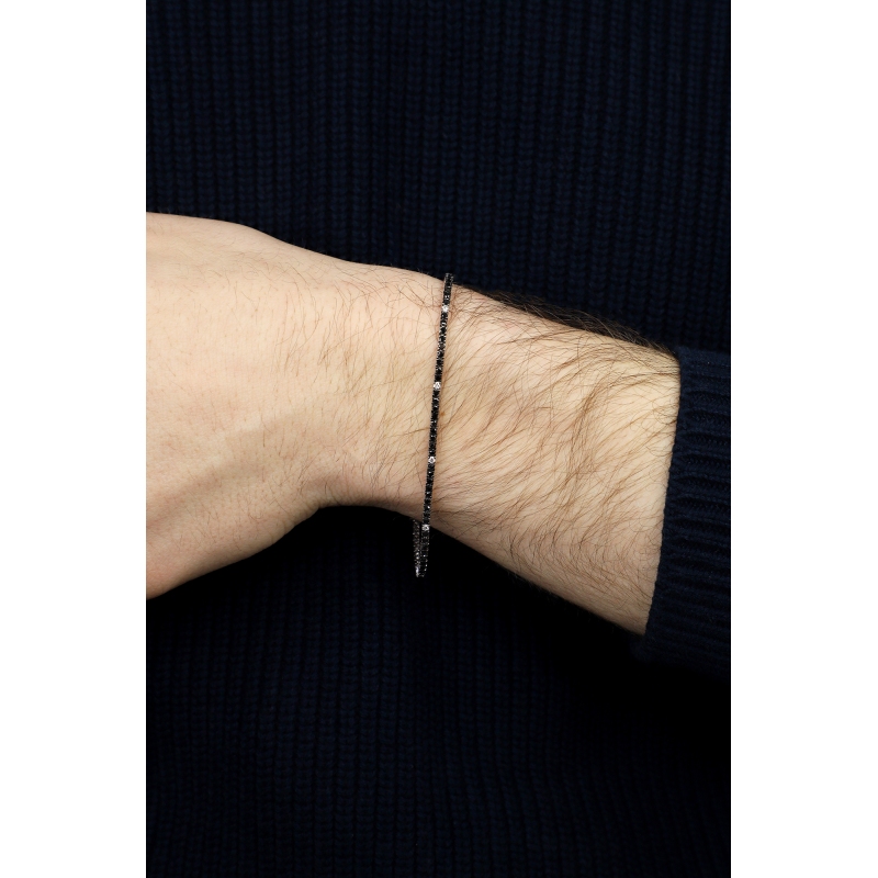 Pulsera riviere en oro blanco 18k con diamantes negros y blancos Pulsera riviere en oro blanco 18k con diamantes negros y blancos