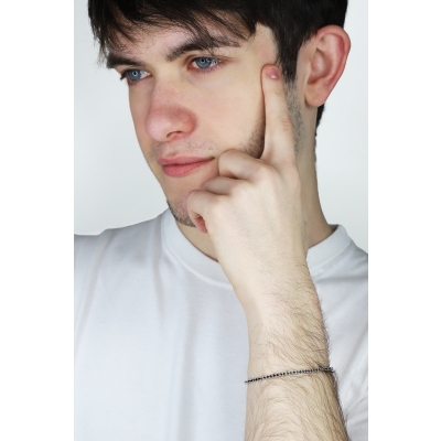 Pulsera tennis en oro blanco 18k con diamantes negros