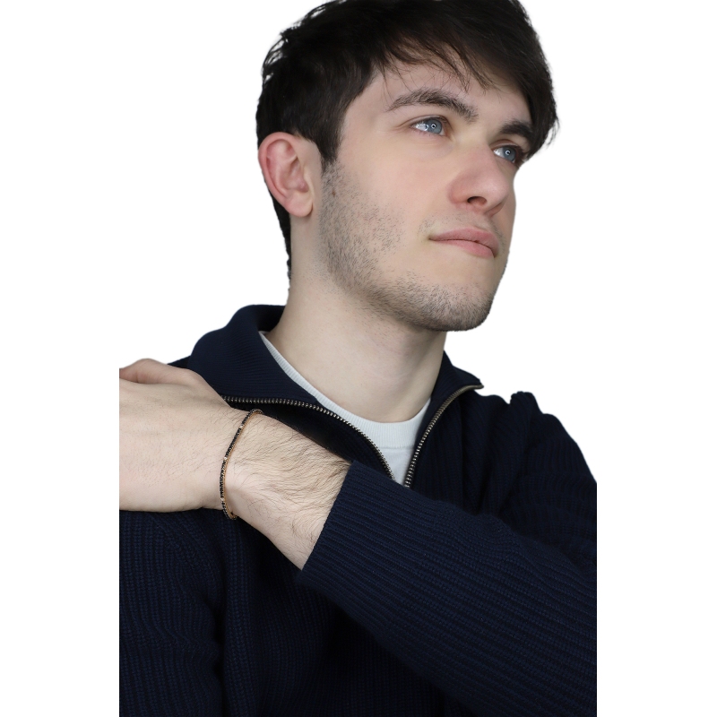 Pulsera Tennis en Oro Rosa 18k con Diamantes Negros y Blancos