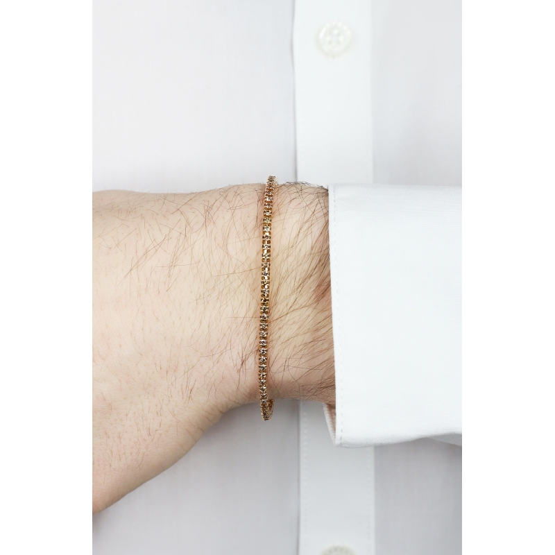 Pulsera tennis con garras en oro rosa de 18k con diamantes brown