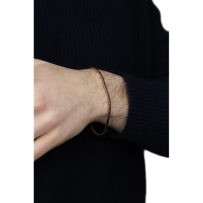 Pulsera Tennis en Oro Rosa 18k con Diamantes Negros