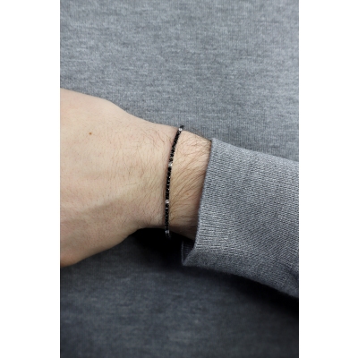 Pulsera Tennis en Oro con Diamantes Negros y Blancos