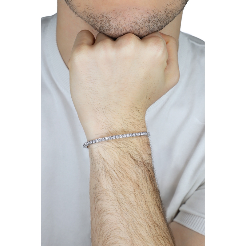 Pulsera tennis con diamantes en oro blanco 18 kilates  Pulsera tennis con diamantes en oro blanco 18 kilates