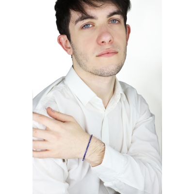 Pulsera tenis oro blanco 18k con zafiros azules