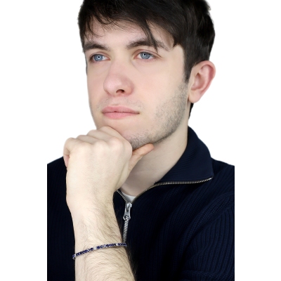 Pulsera oro blanco de 18K con zafiros azules y brillantes