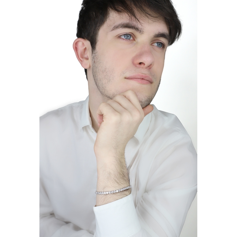 Pulsera de tenis de oro blanco y diamantes para hombre y mujere Pulsera de tenis de oro blanco y diamantes para hombre y mujere