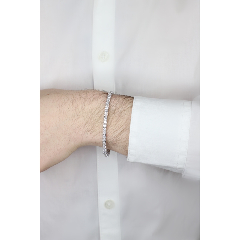Pulsera de tenis de oro blanco y diamantes para hombre y mujere Pulsera de tenis de oro blanco y diamantes para hombre y mujere