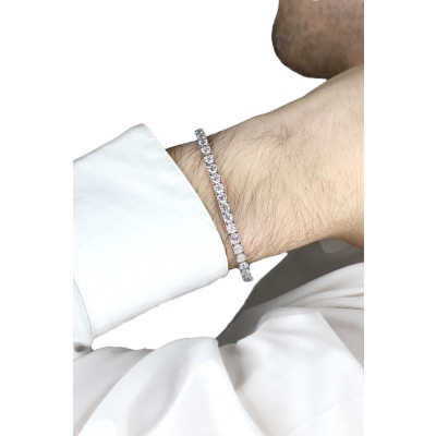 Pulsera tennis diamantes y oro blanco de 18 qt
