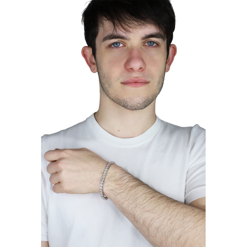 Pulsera tennis con garras en oro blanco  18k con diamantes Pulsera tennis con garras en oro blanco  18k con diamantes