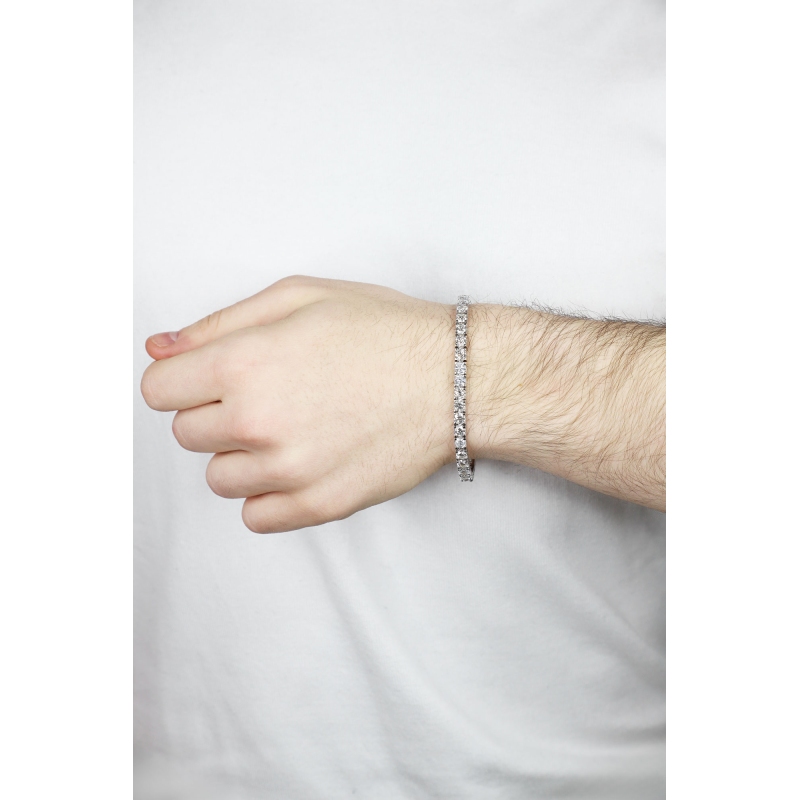 Pulsera tennis con garras en oro blanco  18k con diamantes Pulsera tennis con garras en oro blanco  18k con diamantes