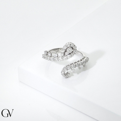 Anillo fantasìa Tú y Yo con diamantes