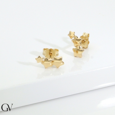 Pendientes de oro amarillo 18K con tres estrellas 