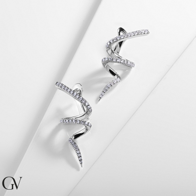 Pendientes en espiral en oro blanco 18k con diamantes