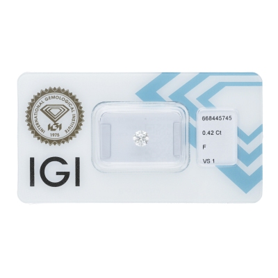 Diamante certificado IGI 0.42CT F VS1