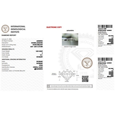 Diamante certificado IGI 0.32CT E VS1 