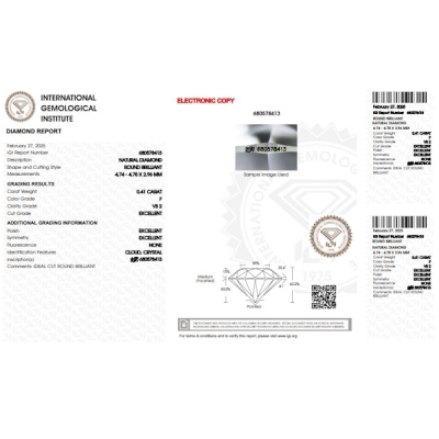 Diamante certificado IGI 0.41CT F VS2