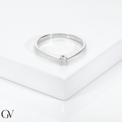 Solitario Compromiso Oro Blanco 18K Diamante 0,10 ct