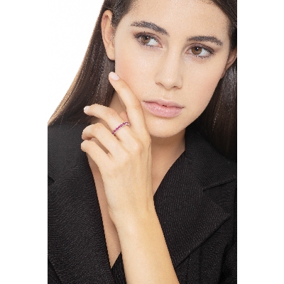 Anillo eternidad oro blanco 18 kilates con rubíes 