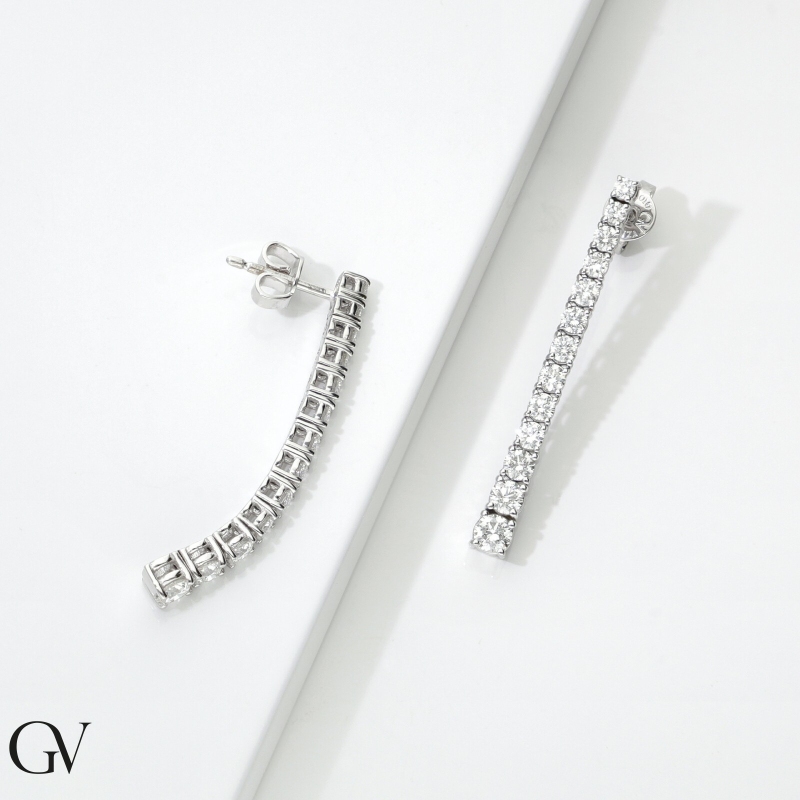 Pendientes tenis en oro blanco de 18k engastados con diamantes 1,55 ct Pendientes tenis en oro blanco de 18k engastados con diamantes 1,55 ct