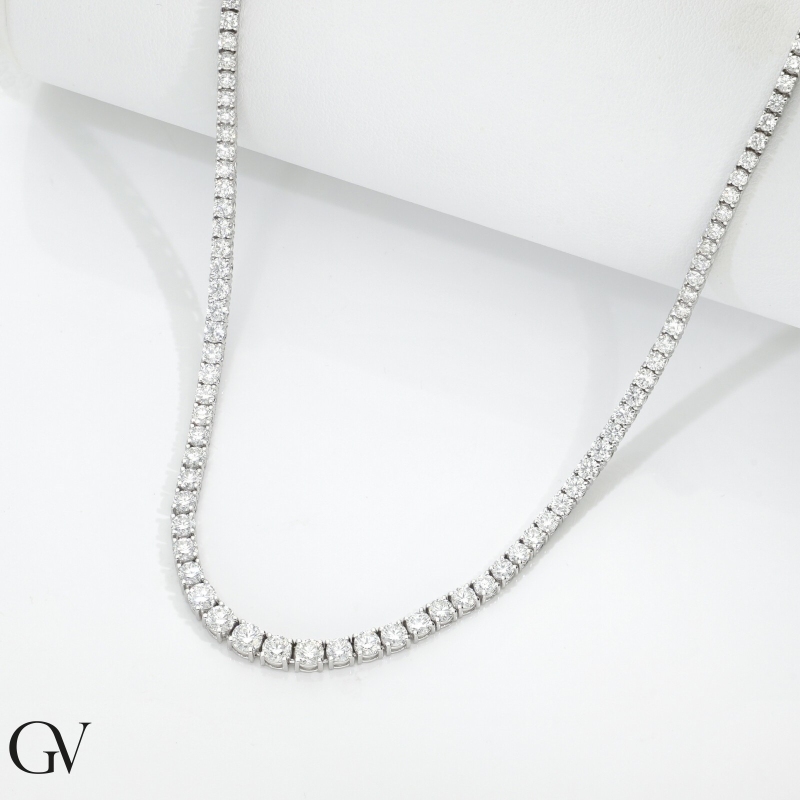 Cadena De Tenis 18k Chapado En Oro Blanco 42 cm 