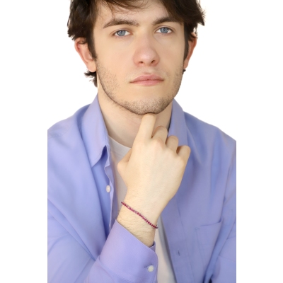 Pulsera Tennis en oro blanco de 18 quilates con rubíes