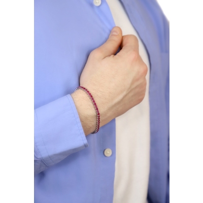 Pulsera Tennis en oro blanco de 18 quilates con rubíes