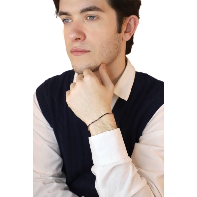 Pulsera Tennis tipo garra en Oro Rosa 18k con Diamantes Negros