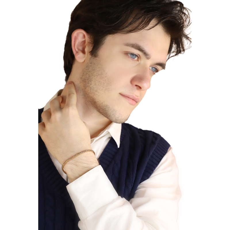 Pulsera tennis en oro rosa 18k con diamantes brown