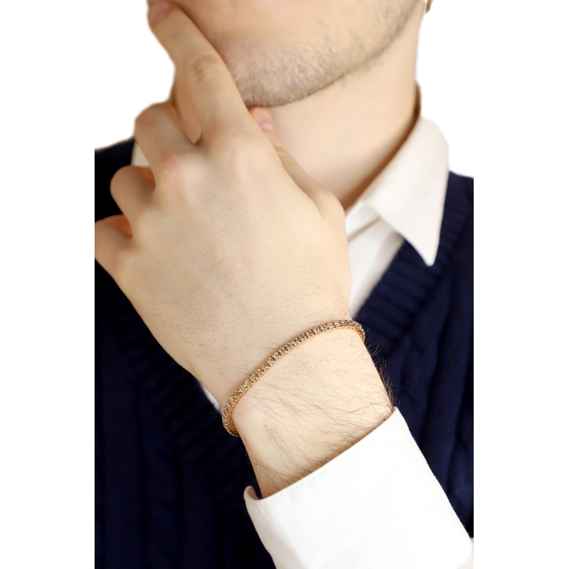 Pulsera tennis en oro rosa 18k con diamantes brown