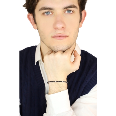 Pulsera Tennis Oro Blanco 18k con Diamantes Negros y Blancos