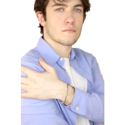 Pulsera Riviera en oro blanco 18 quilates con zafiros multicolores