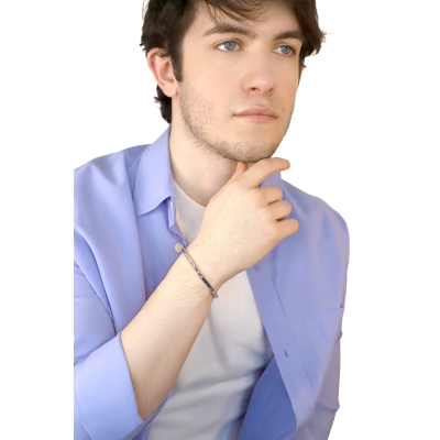 Pulsera tennis de hilo en oro rosa 18k con zafiros multicolor azul 