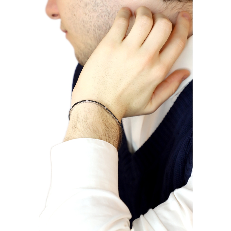 Pulsera oro Blanco 18k con Diamantes Negros y Blancos