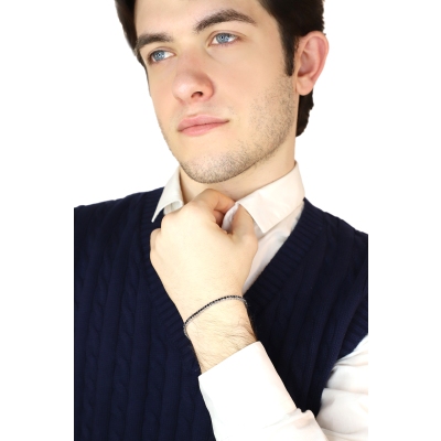 Pulsera en Oro Blanco 18k Tennis con Diamantes Negros