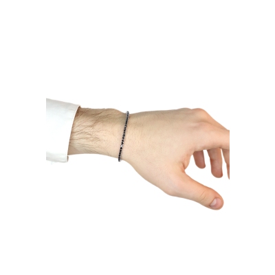 Pulsera en Oro Blanco 18k Tennis con Diamantes Negros