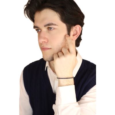 Pulsera tennis con garras en oro blanco 18k con diamantes negros 7,23 ct