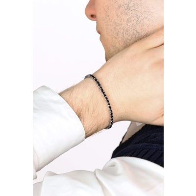 Pulsera tennis con garras en oro blanco 18k con diamantes negros 7,23 ct