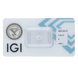 Diamante certificado IGI 0.34CT F VVS1