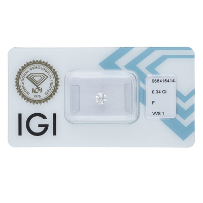Diamante certificado IGI 0.34CT F VVS1 