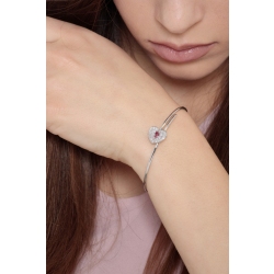 Pulsera semirrígida oro blanco 18k con corazón de diamantes y rubíes 2