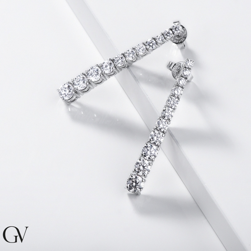 Pendientes tenis en oro blanco de 18k y diamantes 2,54 ct Pendientes tenis en oro blanco de 18k y diamantes 2,54 ct