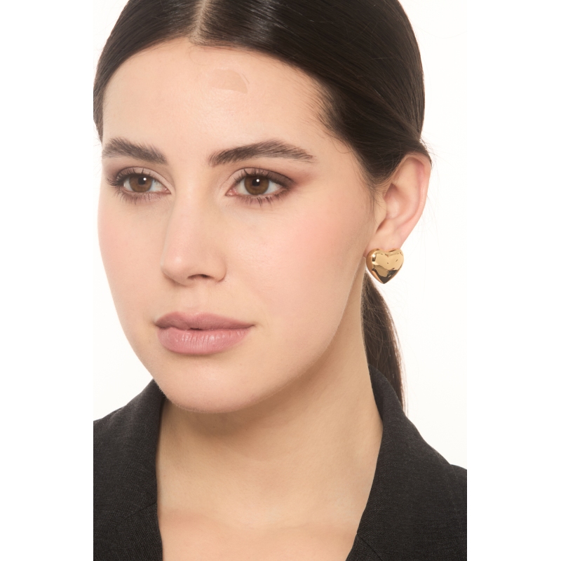 Pendientes corazón abombado oro amarillo 18K