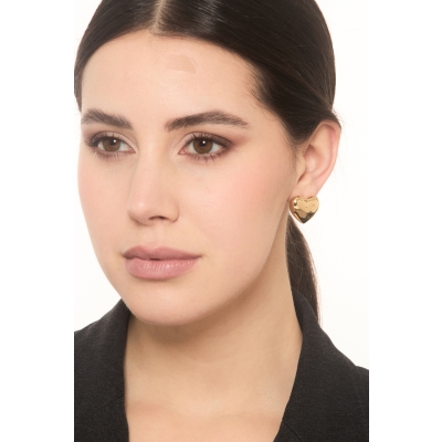 Pendientes corazón abombado oro amarillo 18K