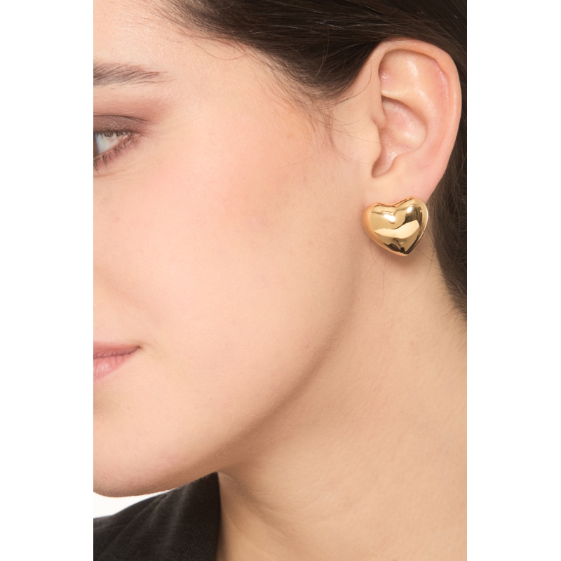 Pendientes corazón abombado oro amarillo 18K