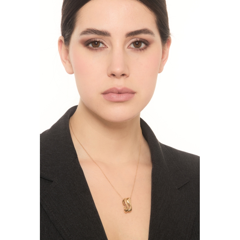 Collar de oro amarillo 18K con colgante de ondas Collar de oro amarillo 18K con colgante de ondas
