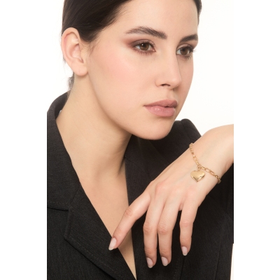 Pulsera oro amarillo 18K con colgante corazón 