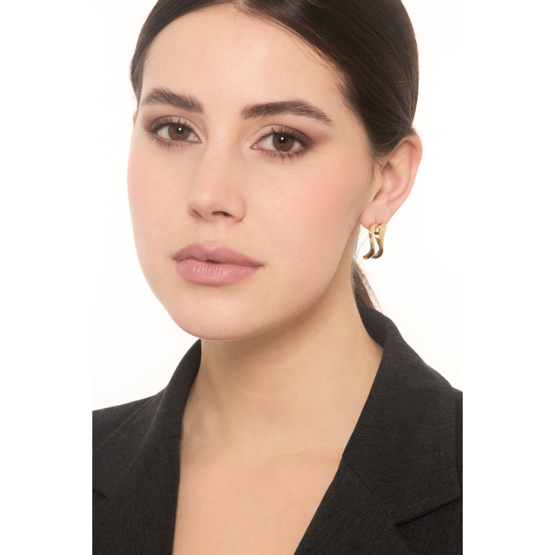 Pendientes dos ondas en oro amarillo 18K