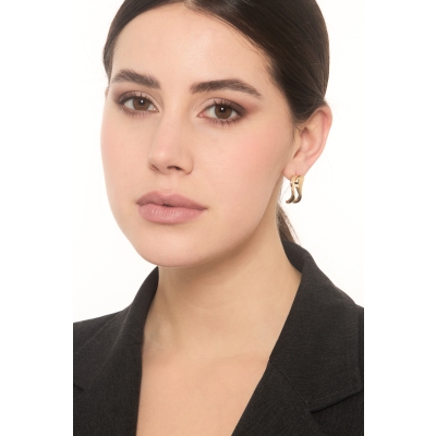 Pendientes dos ondas en oro amarillo 18K